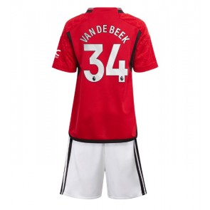 Manchester United Donny van de Beek #34 Koszulka Podstawowych Dziecięca 2023-24 Krótki Rękaw (+ Krótkie spodenki)